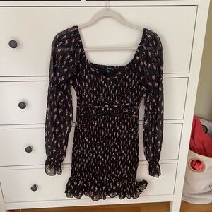 Nordstrom brand mini dress with mesh sleeves